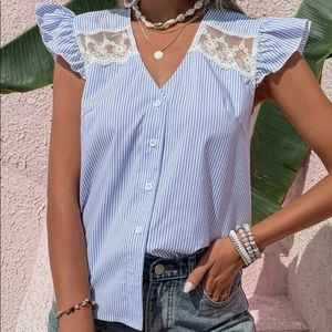 Summer V neck striped top